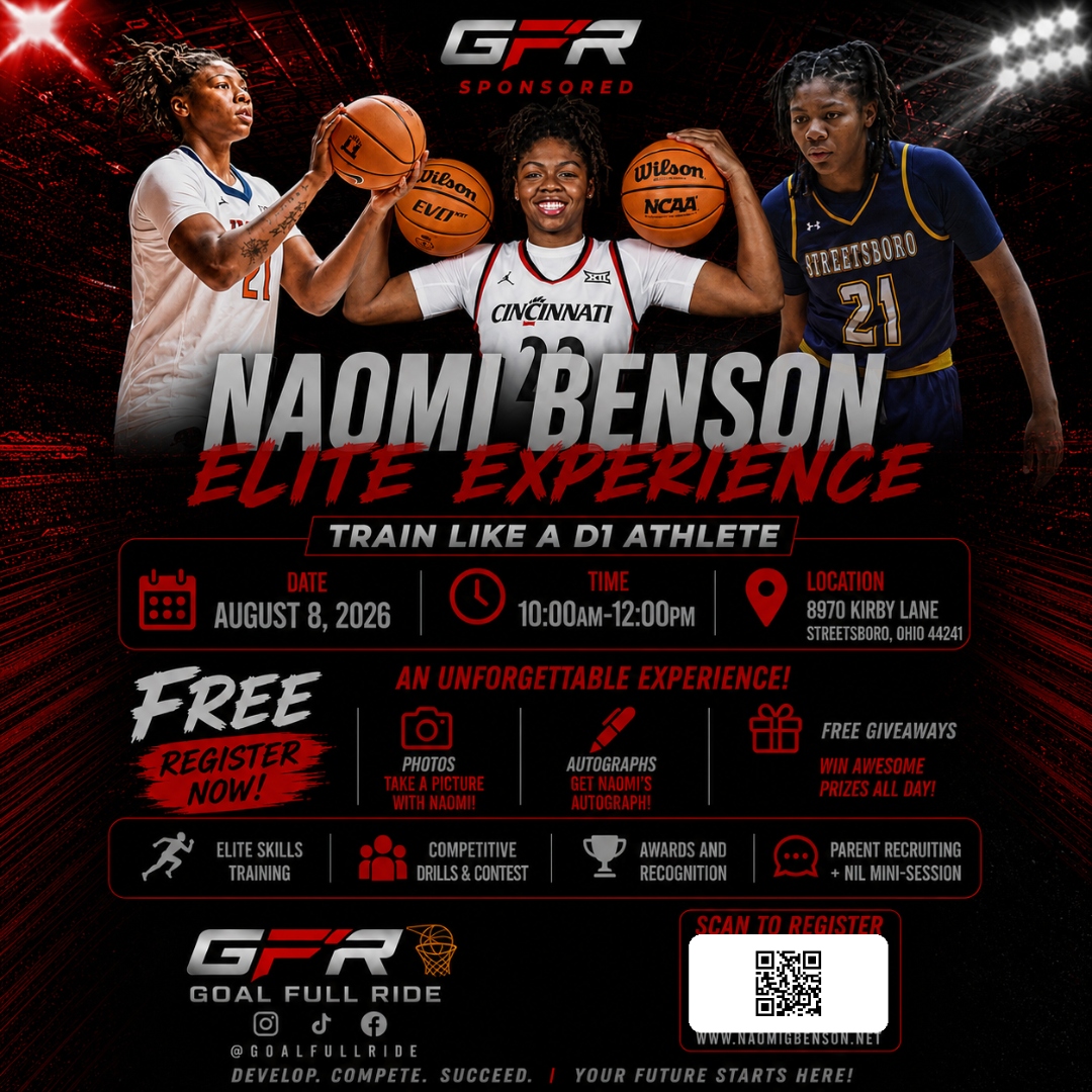 Naomi Benson Elite Experience flyer — August 8, 2026, Streetsboro OH